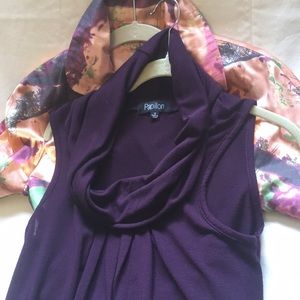 Sleeveless cowl dress burgundy Small Pockets light